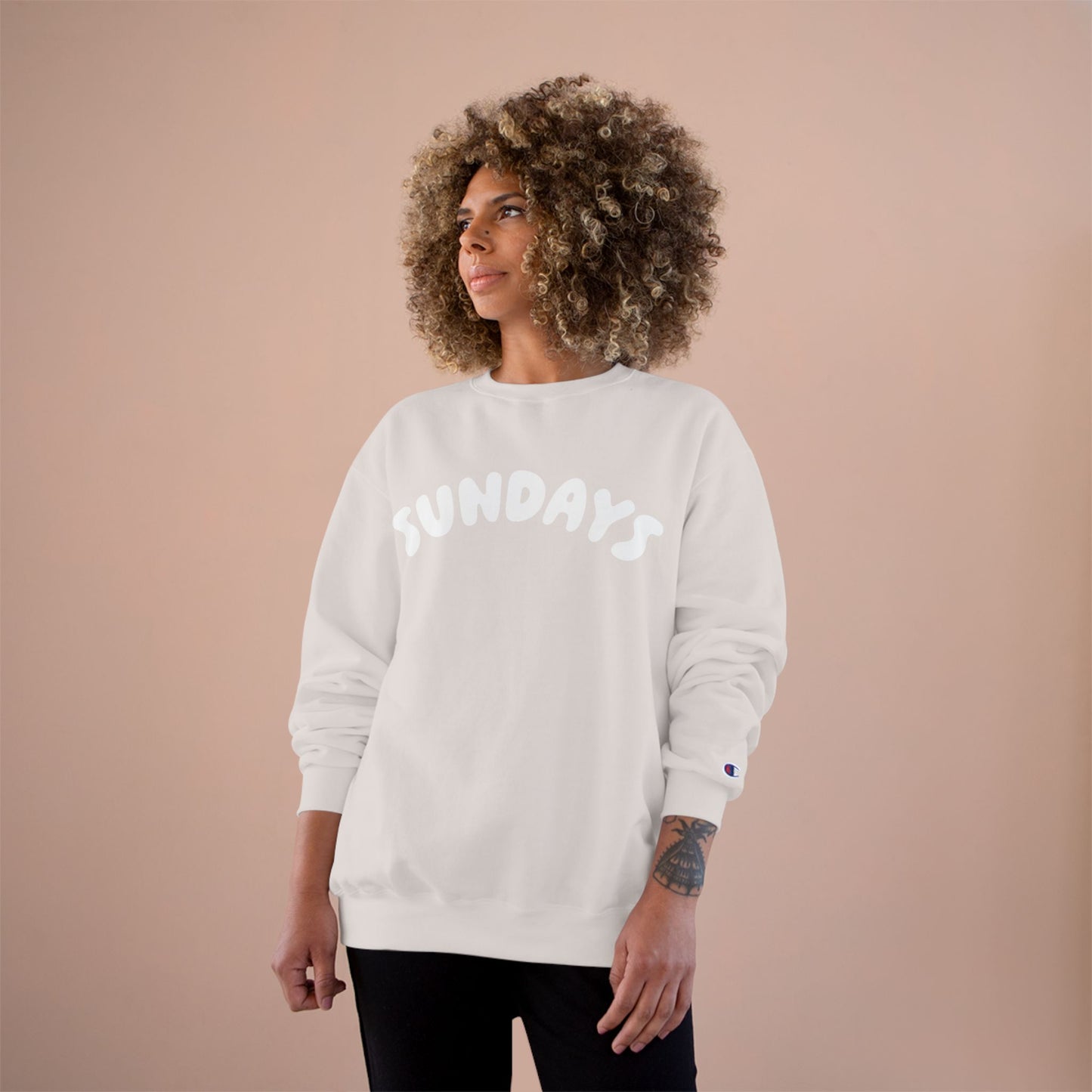 Champion Sweatshirt Sunday Fun Bubble Letters Design