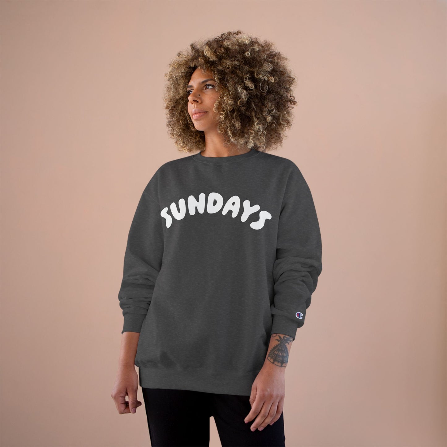 Champion Sweatshirt Sunday Fun Bubble Letters Design